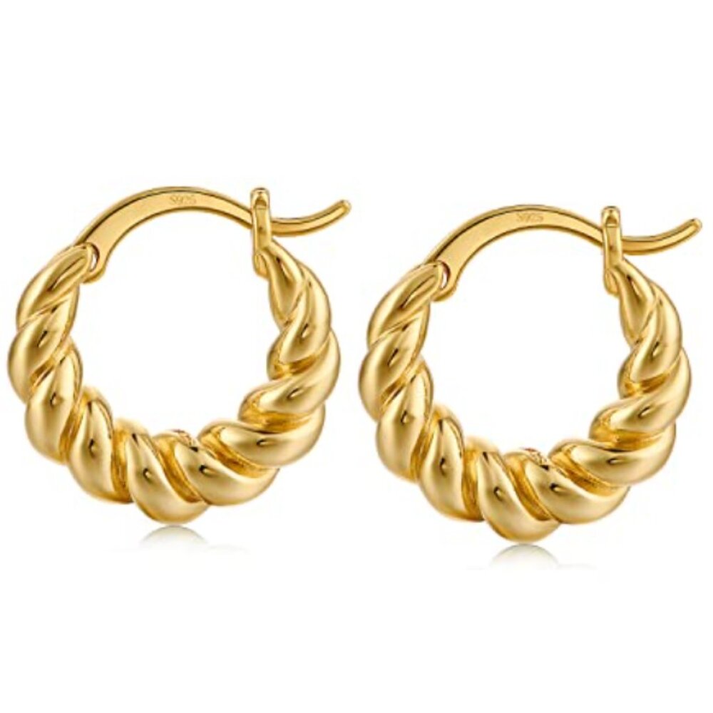 New! Lightweight cult gaia S925 Gold plated Earrings Elegant Chunky Hoops
